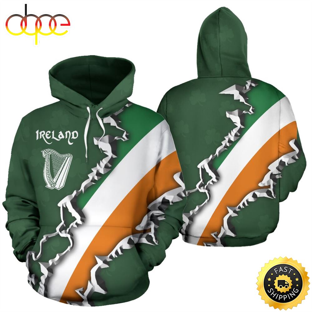 Ireland Harp Irish Full Hoodie Irish St.Patricks Day All Over Print Shirt