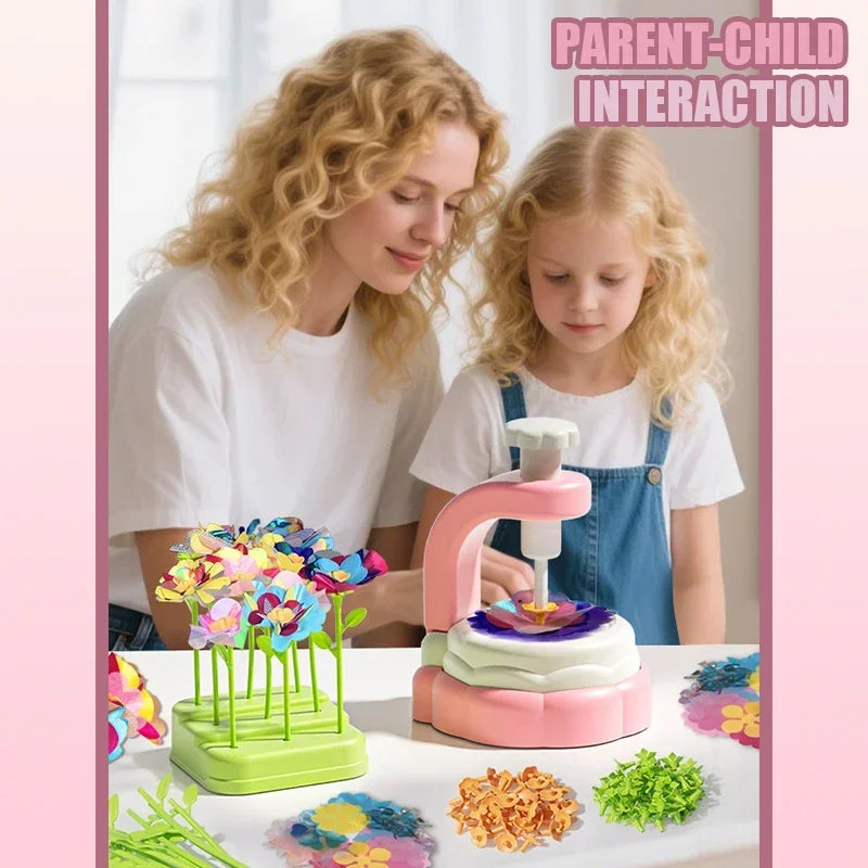 Handmade Flowers Embossing Machine Toy for Children Fabric Flower Bouquets Toys Kids DIY Arts Craft Kit Boy Girls Birthday Gifts